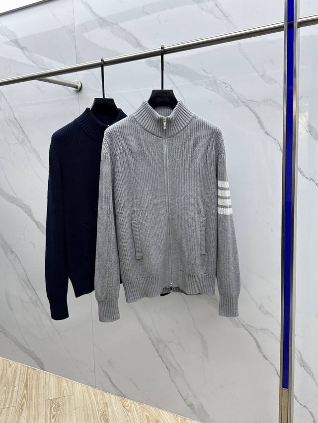 Tb 2025 Autumn/Winter New Unisex High-Weight Knit Cardigan with Striped Design!