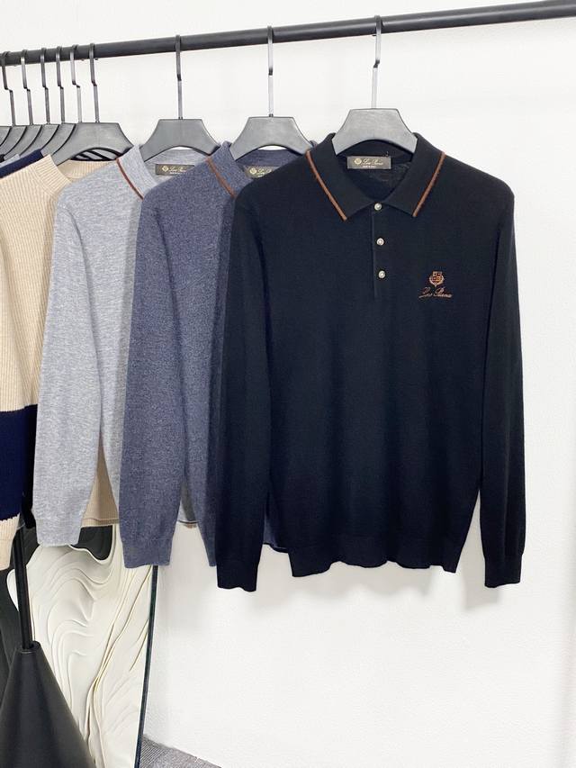 New Lfw Autumn/Winter Cashmere and Wool Yarn Knitted Turndown Sweater! Classic L