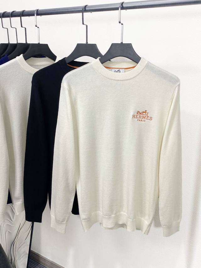 Her25Fw Autumn/Winter New High-Quality Wool and Cashmere Blend Knit Crew Neck Sw