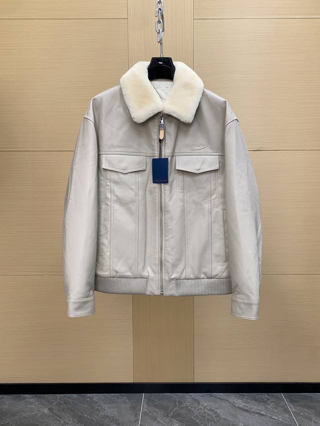 Lv Louis Fw24 New Ski Series Wool Collar Zipper Lambskin Jacket Made with custom
