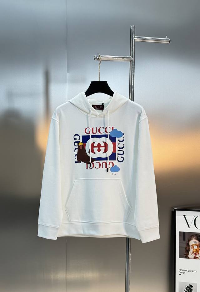 Gucci 25S New Hooded Sweatshirt, cartoon design is very youthful. Made of super