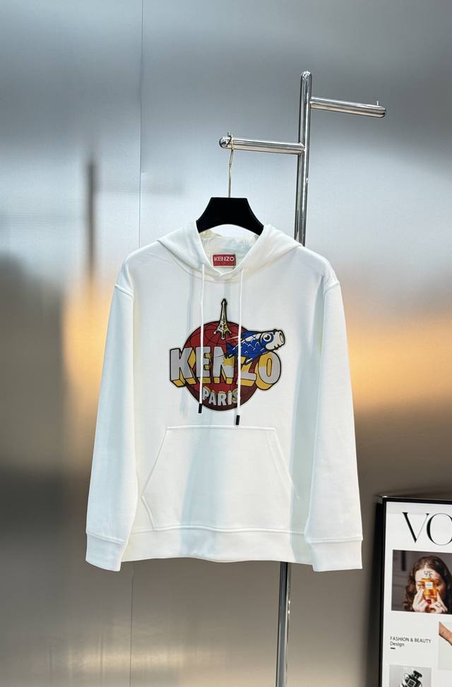 Kenzo 25S New Hooded Sweatshirt, made of heavyweight Tencel cotton fabric, soft