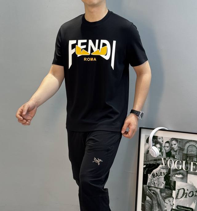 Fend* New 25S Modal T-shirt. Classic monster letter heat transfer design. 3D emb