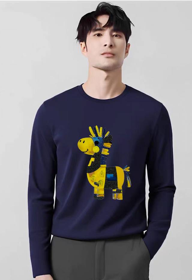 Loewe 25S New Modal Long-Sleeve T-Shirt with 3D Heat Transfer and Double-Layer T