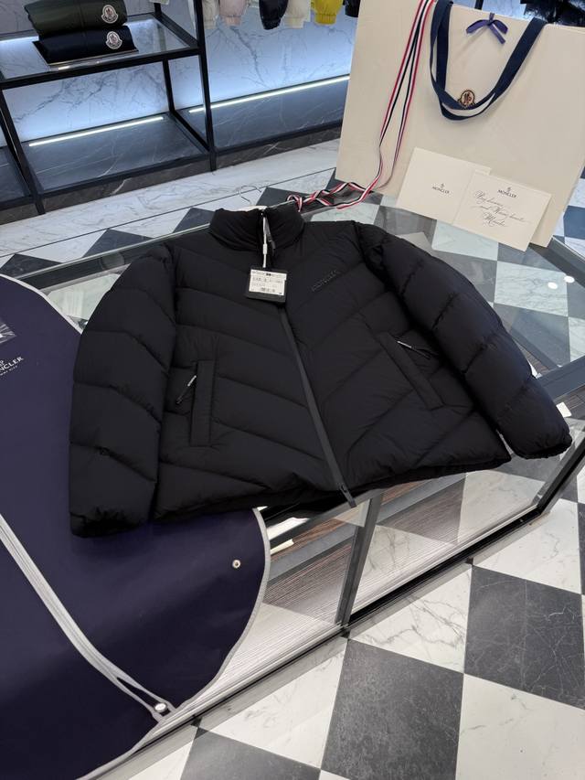 Moncler Matt Black European Exclusive Men's Short Down Jacket. More detailed pho