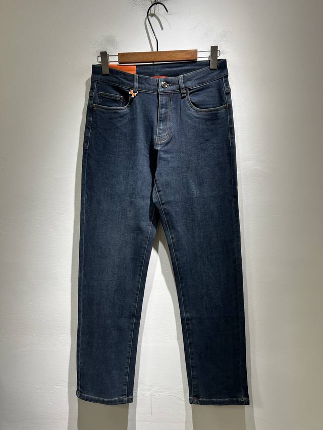 Herm*S 2025 Autumn/Winter Men's High-End Washed Straight Leg Denim Jeans, Overse