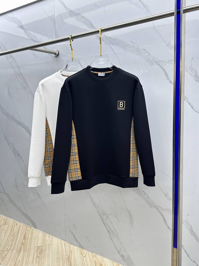 Burberry 2025 Autumn/Winter New Arrival Embroidered Two-Tone Crew Neck Sweatshir