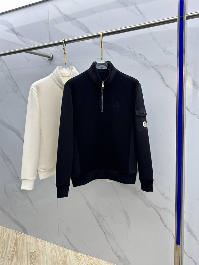 Moncler 2025 Autumn/Winter Wool Blend Half-Zip Stand Collar Knitted Sweatshirt w