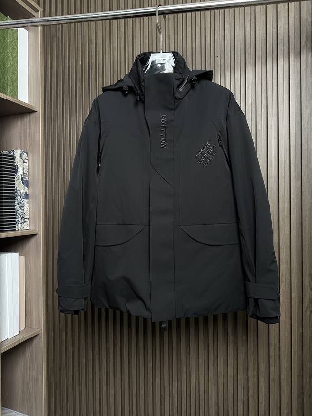 Lv brand 25Fw Autumn/Winter Outdoor Hooded Down Jacket, Imported Fabric, Windpro