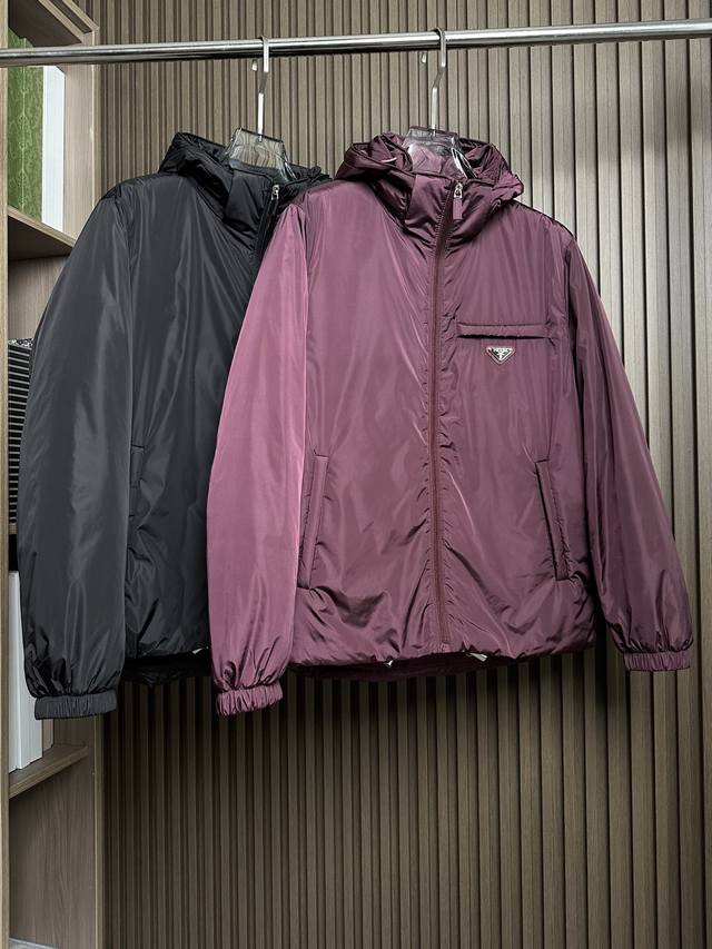 prada25Fw Autumn/Winter New Prada Detachable Drawstring Hooded Recycled Nylon Do