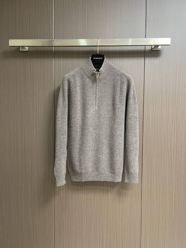 Brioni Half-Zip Knit Sweater, Men's Half-Zip Stand Collar Knit Sweater, New Qual