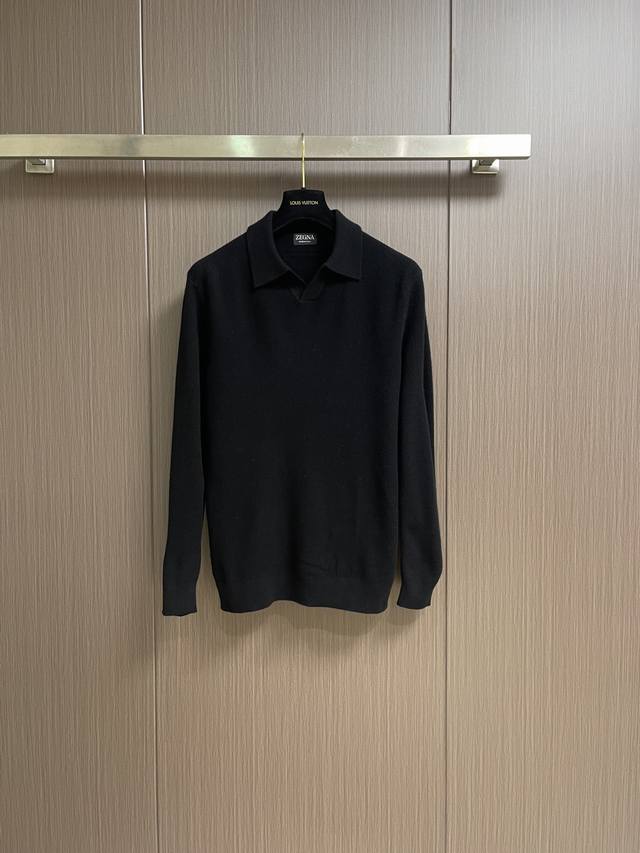 Zegna 2025 Autumn/Winter New Arrival: Lapel Long-Sleeve Polo. The simple lapel o