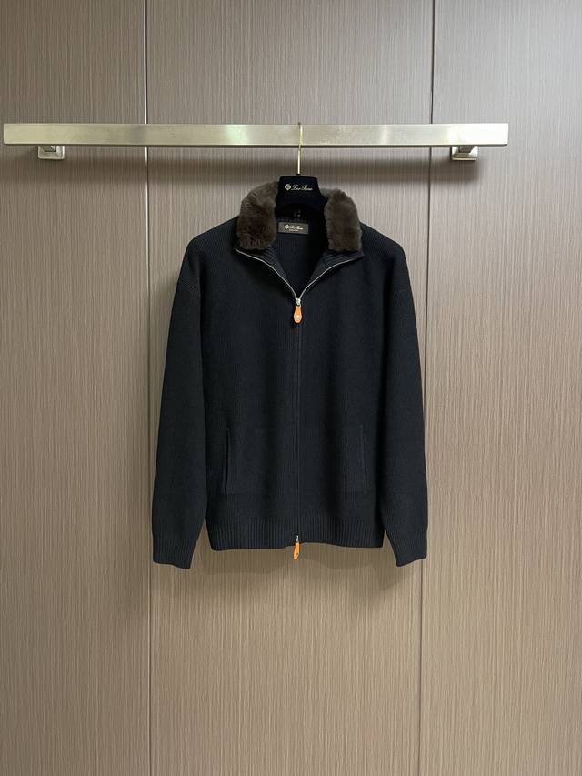 Lp Loropiana 2025Ss Autumn/Winter New Arrival: Fur Collar Zipper Knit Sweater Ca