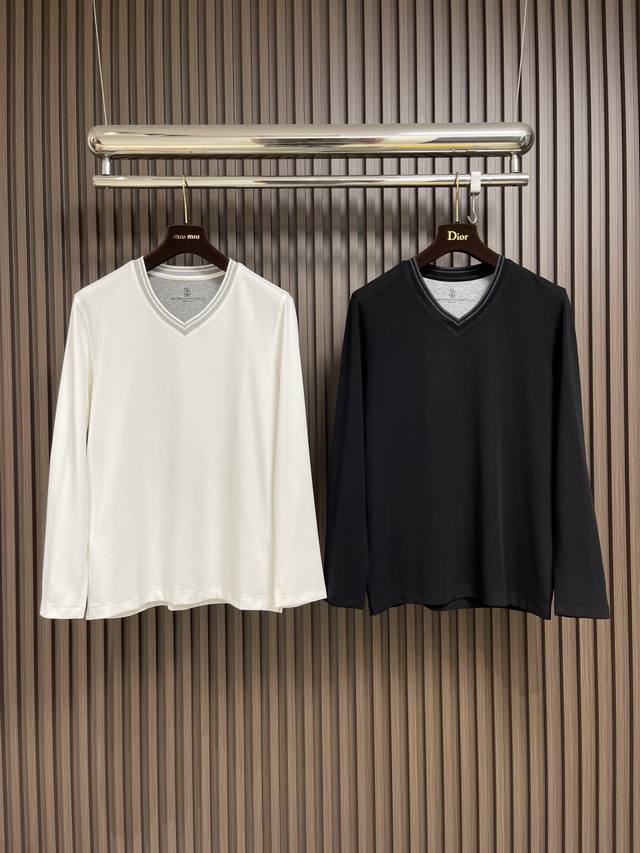 Bc Brunello Cucinelli 2025 Autumn New Arrival: Faux Two-Piece V-Neck Long-Sleeve