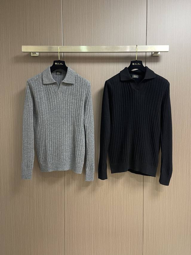 Brioni 2025Ss Collared Knit Long-Sleeve Sweater: A high-end, luxurious, and plat