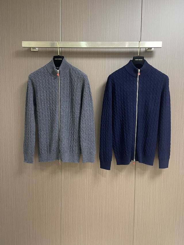 Kiton Zippered Turtleneck Knit Sweater, made with premium Merino wool, lightweig