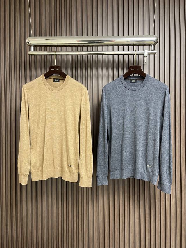 Brioni 2025Ss Crew Neck Knit Long Sleeve Sweater: A high-end, luxurious, and pla