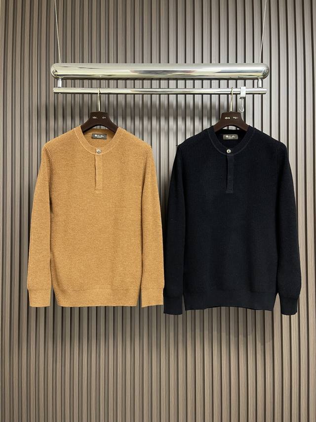 Lp Loropiana Henley Collar Button-Up Long-Sleeve Knit Sweater, crafted from 100%