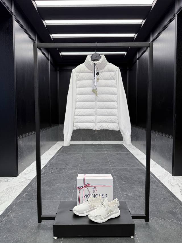 Premium Down Moncler Cardigan Women's Lightweight Padded Wool Down Cardigan. Ma