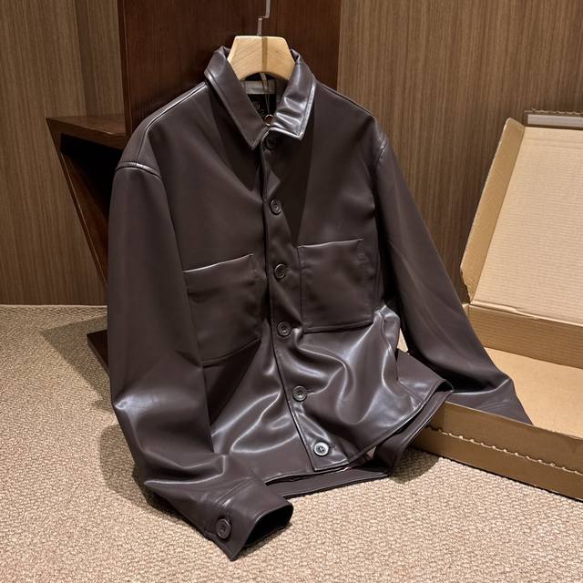 Fw Autumn/Winter New Eco-friendly PU Leather Jacket with Lapel! Classic Men's Do