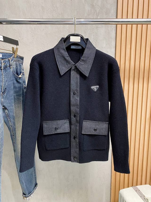 Prada Fall/Winter Classic Cardigan Wool Sweater, Excellent Condition!!! Wool bl