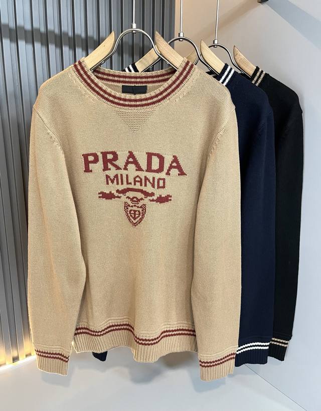 prad*A 2025 Autumn/Winter New Men's Knitted Wool Sweater, the latest exclusive o