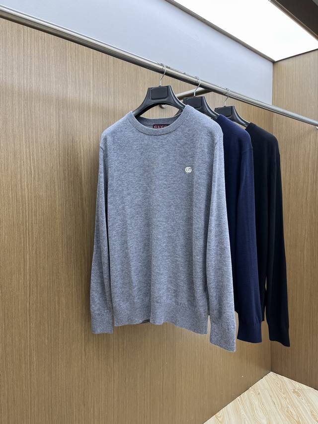 Autumn/Winter Gucci Small Logo Embroidered Wool Crew Neck Knit Sweater This turt