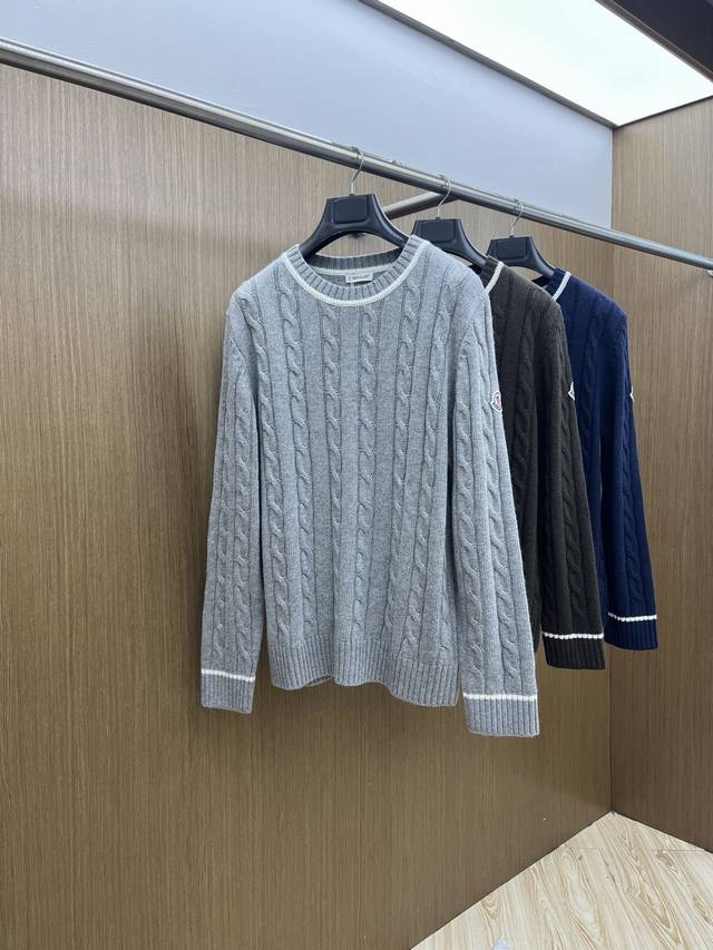 Autumn/Winter Mon Fwloewe Embroidered Wool Crew Neck Knit Sweater This turtlenec