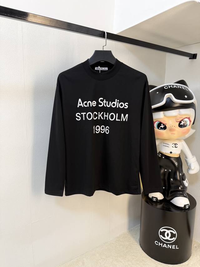 Acne 25Ss Autumn New Arrival, Trade Order Round Neck Long Sleeve Base Shirt, Pop