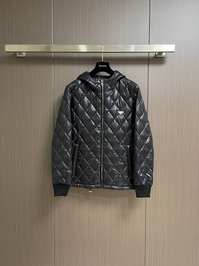 Prada diamond-quilted down jacket. Classic diamond pattern + lightweight fabric