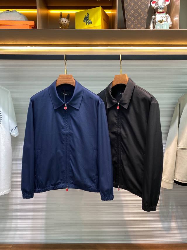 Kiton25Fw Autumn/Winter New Gabardine Twill Collar Jacket, Men's Classic Red Zip