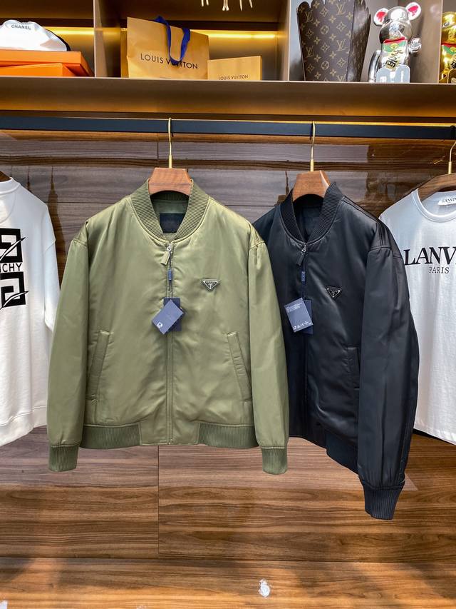 pra25 New High-Density Nylon Stand Collar Jacket, Unisex Classic Triangle Logo B