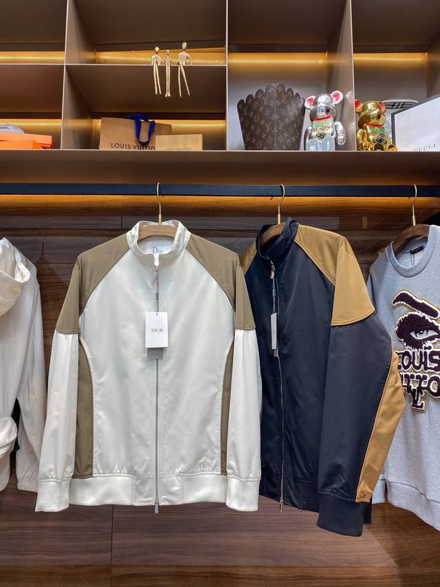 Cd25Fw Autumn/Winter New High-Density Woven Cotton Color-Blocked Stand Collar Ja