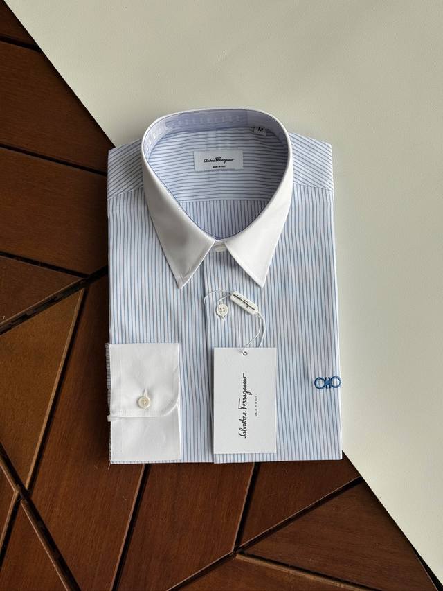 Sf Fila Men's Business Casual Fashion Striped Fabric Shirt, Priest Collar Long-S