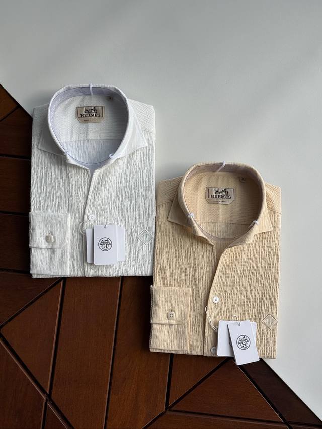 H Hermes, high-end quality, high-count, high-density jacquard bubble fabric shir