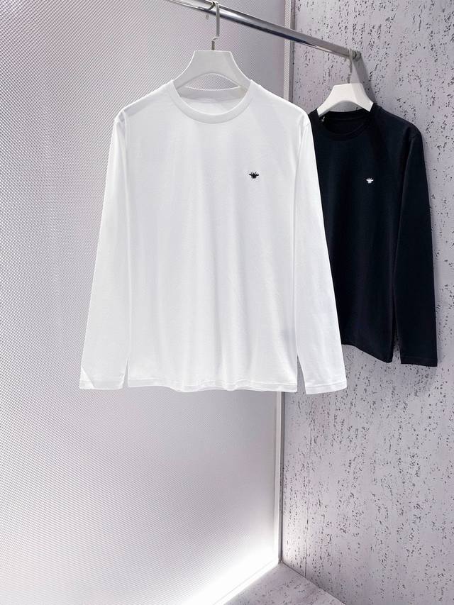 D. Classic Logo Embroidered Long-Sleeve T-Shirt, Evergreen Style. Factory Direct