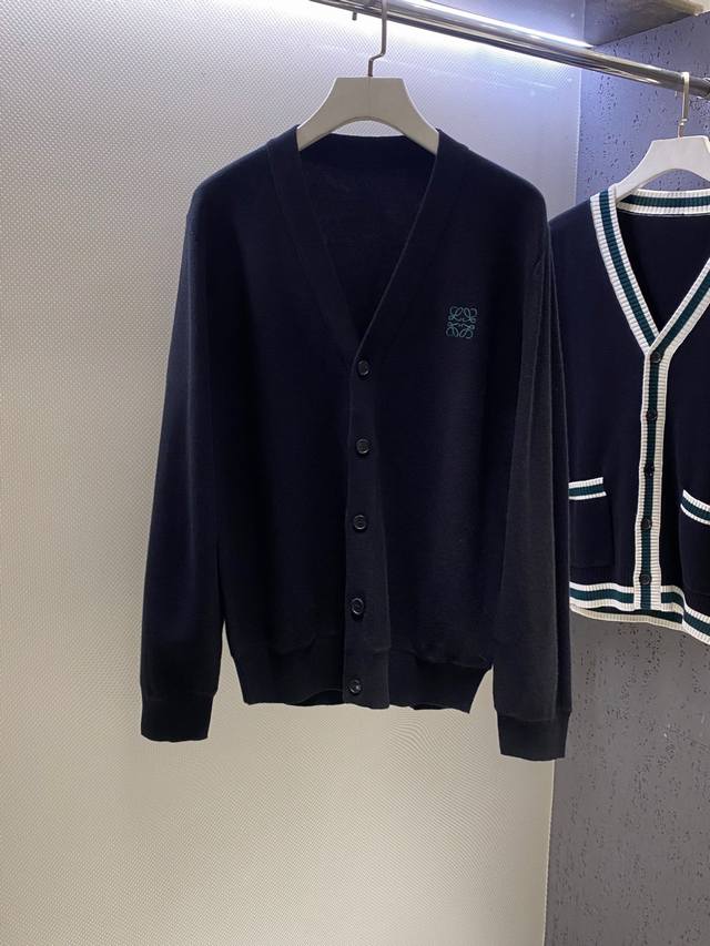 Loe~Classic Logo Embroidered Wool Cardigan Autumn/Winter New Arrival The gentle