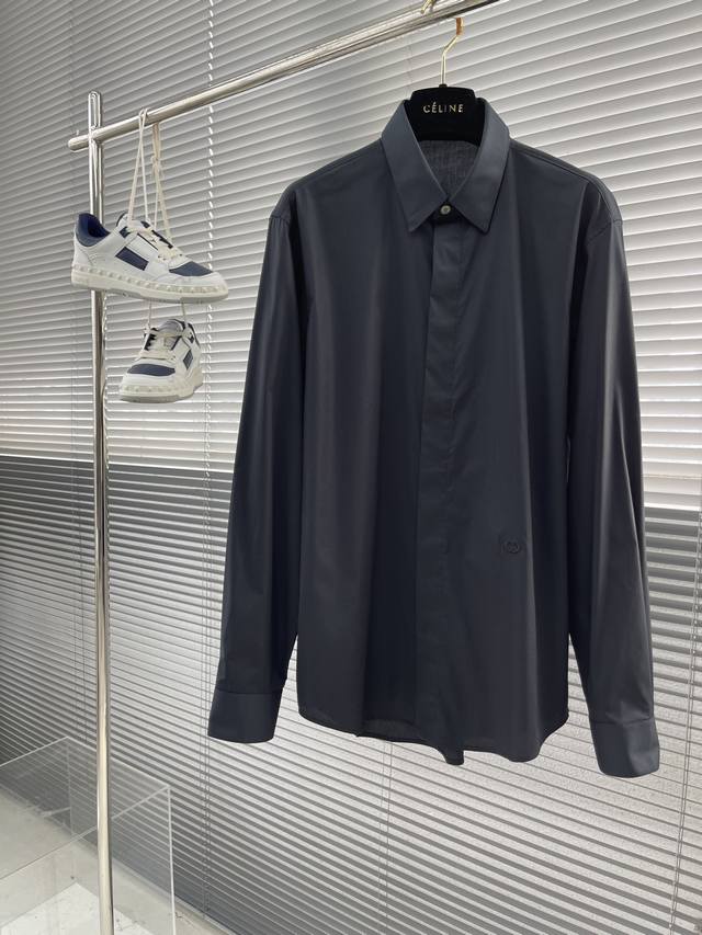 Autumn/Winter - Dio Embroidered Small Cd Details Poplin Shirt. Concealed Button