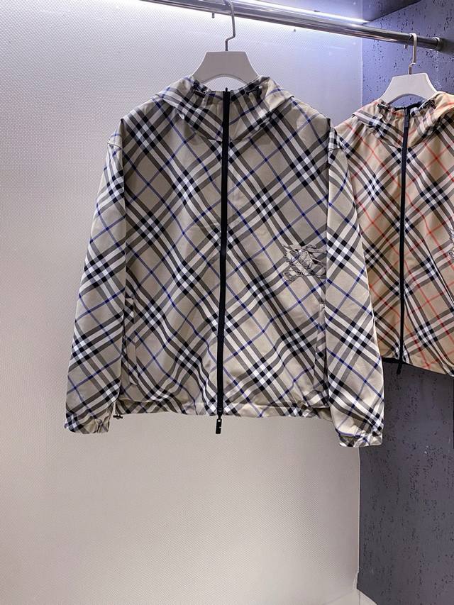 Bur~Classic Check Equestrian Patch Logo Reversible Jacket 2025 Autumn New Arriva