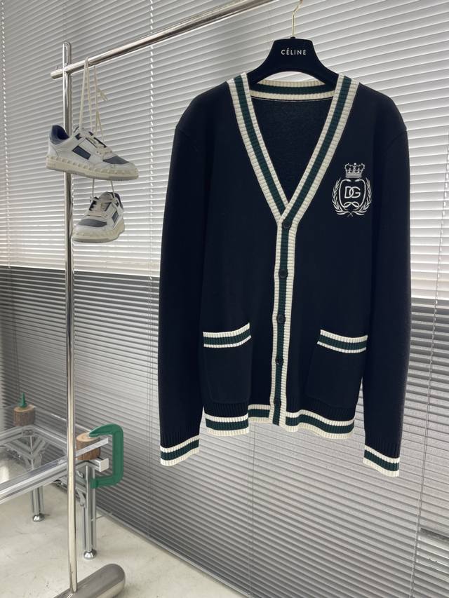 Dg Embroidered logo detail fine wool knit cardigan. Medium thickness, feels grea