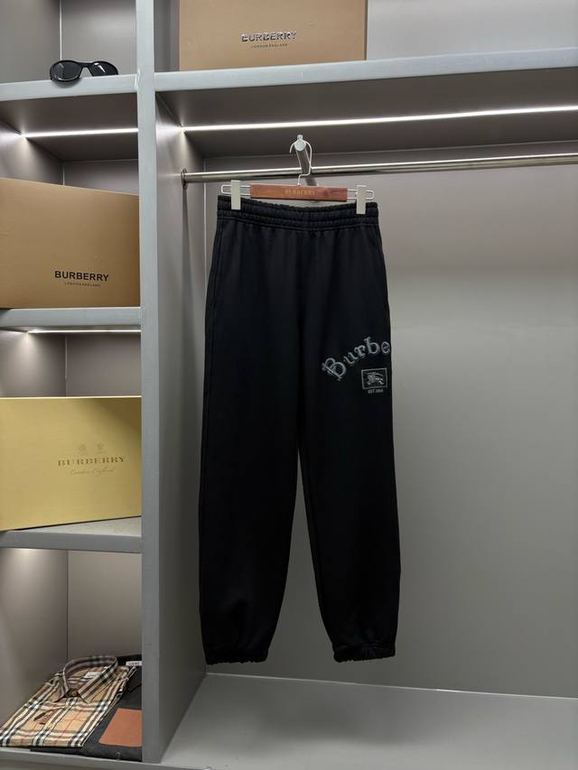 Gothic 3D Letter Embroidery Cotton Sweatshirt and Pants 25Ss Burberry Top-Selli