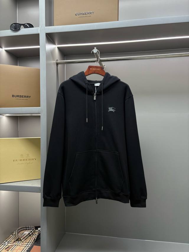 Gothic 3D Letter Embroidery Cotton Sweatshirt Zip-Up Jacket 25Ss Burberry Top-S