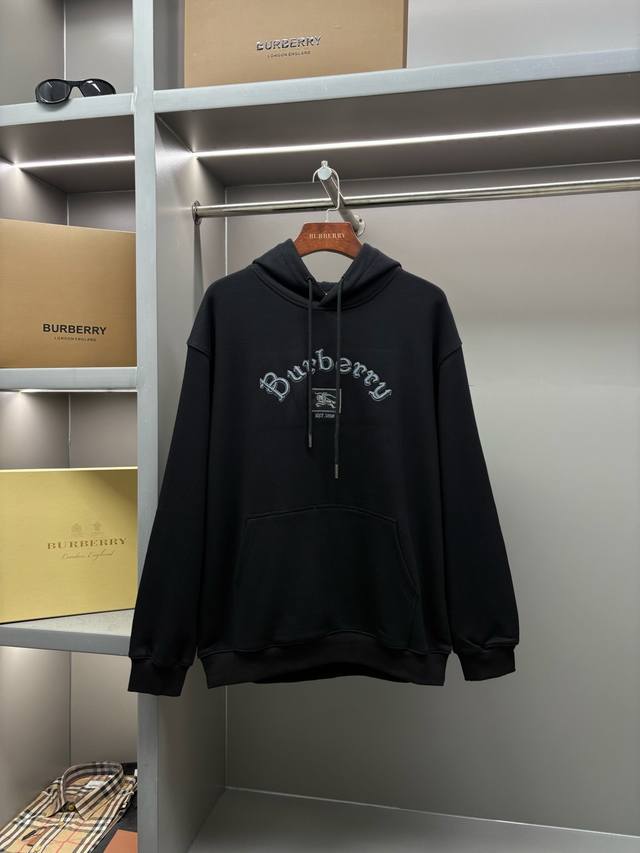 Gothic 3D Letter Embroidery Cotton Hoodie 25Ss Burberry Top Pick, Store Treasur