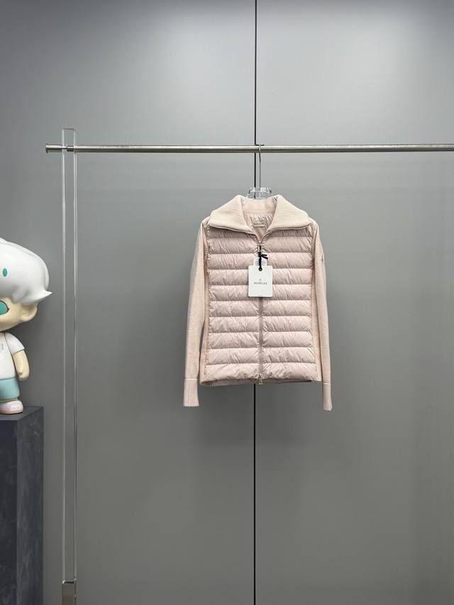 Moncler 2025 Autumn/Winter New Women's Lapel Knitted Patchwork Down-Filled Light