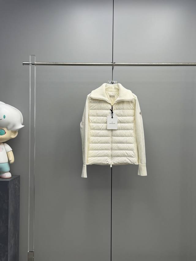Moncler 2025 Autumn/Winter New Women's Lapel Knitted Patchwork Down-Filled Light