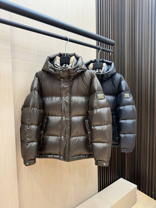 Premium Down Burberry 076 Color-Blocked PVC Strip Logo Hooded Down Jacket Produ