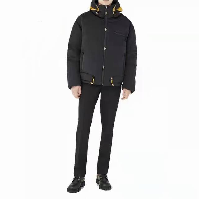 Fendi Down Jacket. Men's Clothing Purchase Agent. Logo Hooded Black High-Tech F