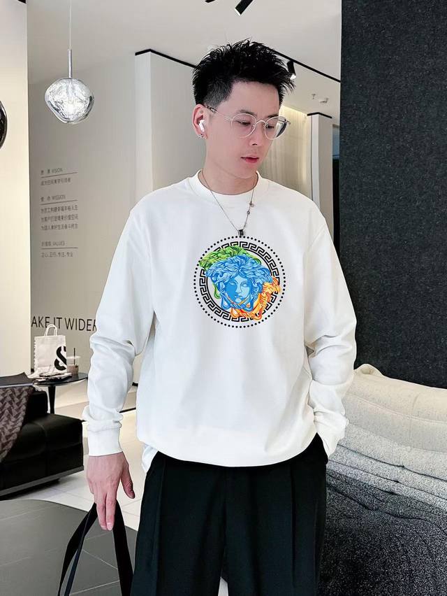 Versace 2025 Autumn/Winter New Crew Neck Sweatshirt Colors: Black, White, Gray