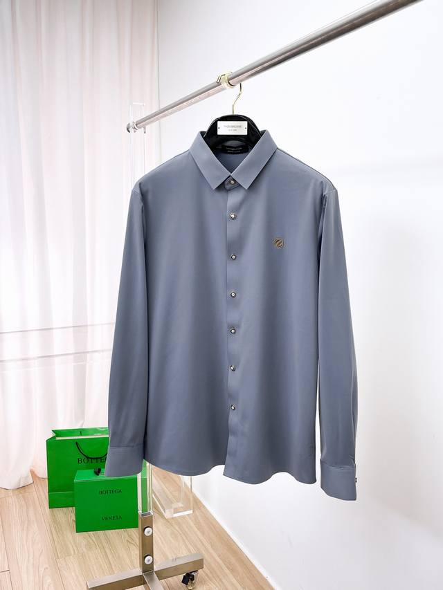 Zegna Men's Shirt, Business Casual Slim Fit Long-Sleeve Shirt! A must-have for