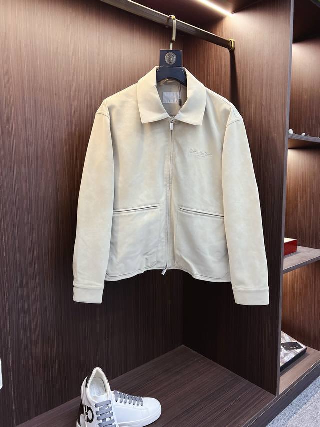 Dr.25Fw New Cd Letter Embossed Suede Jacket, Men's High-End Urban Style Lapel Ja